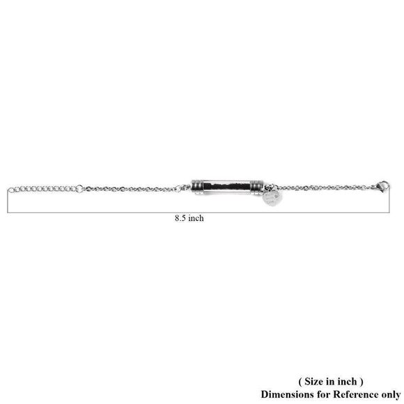 Shungite and Glass Bottle, Heart Charm Bracelet in Stainless Steel - Picture 6 of 6